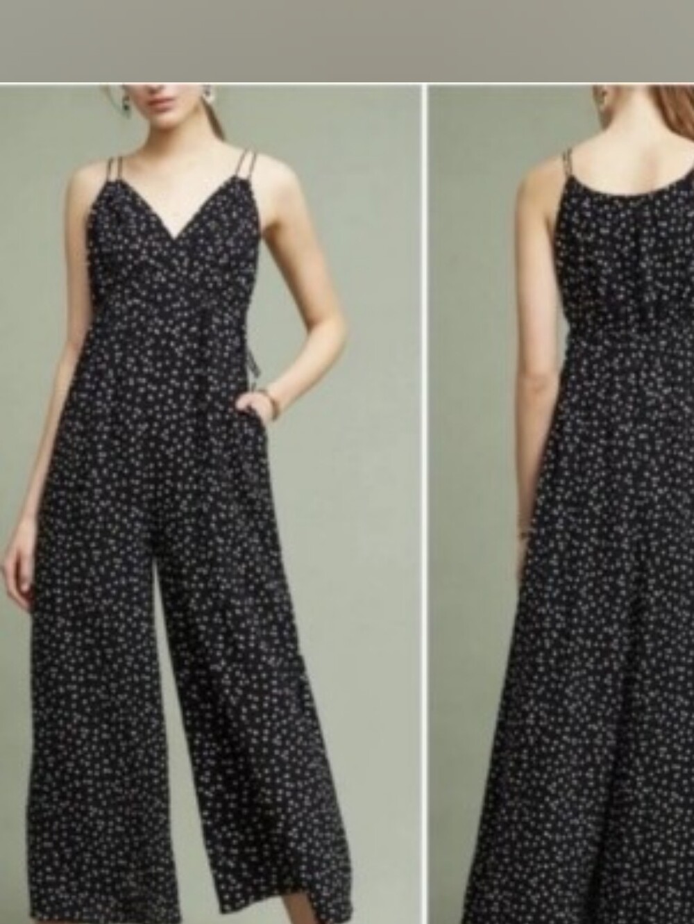 Maeve Finley Black Floral Spaghetti-Strap Wide-Leg Jumpsuit 2